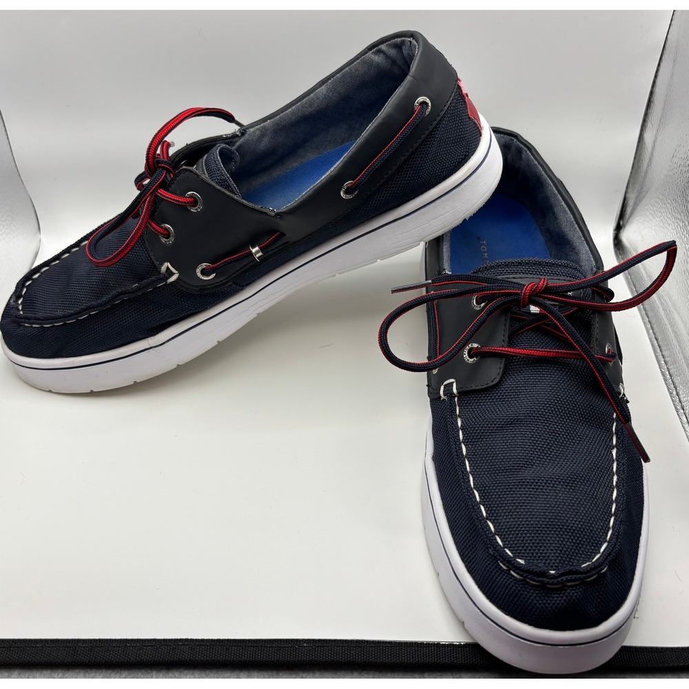 Tommy Hilfiger Mens TMNEIL Boat Loafers Navy Blue Textile Size 11.5 Preppy Shoe